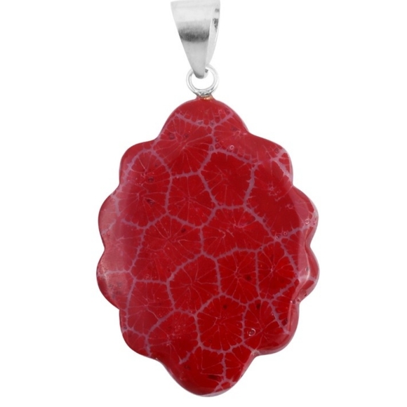 NEW Sponge Coral Fancy Pendant in Sterling Silver - Picture 4 of 7